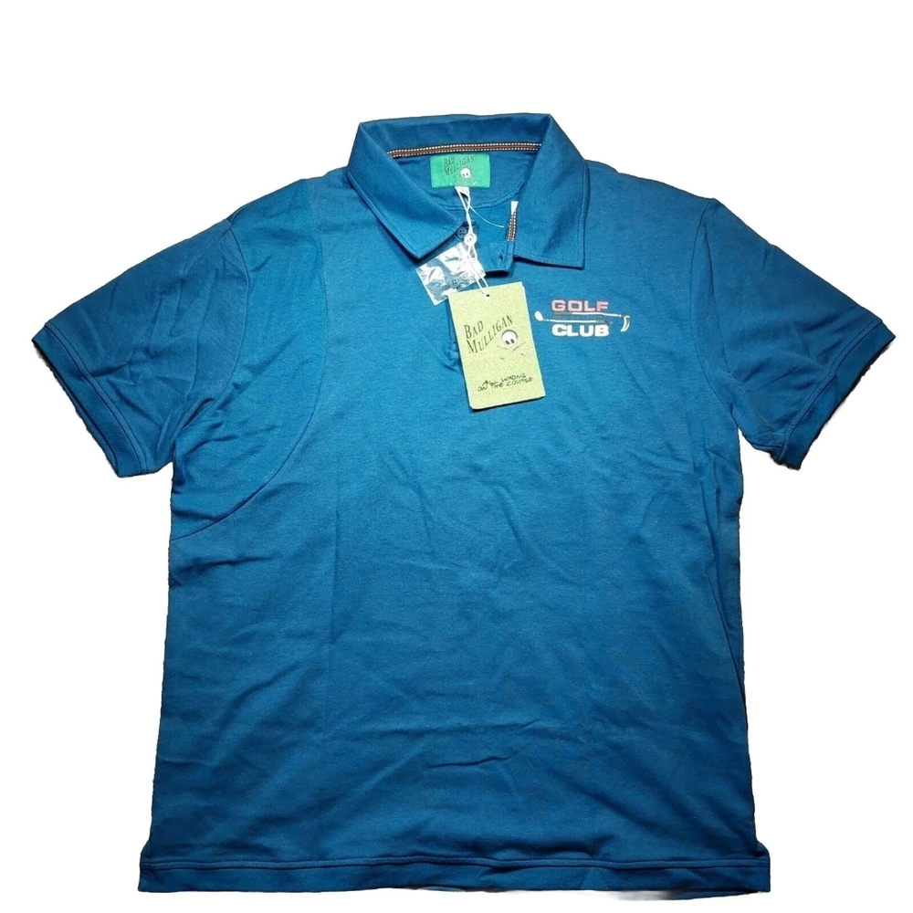 Bad Mulligan - Men's Blue Golf Polo Shirt, L